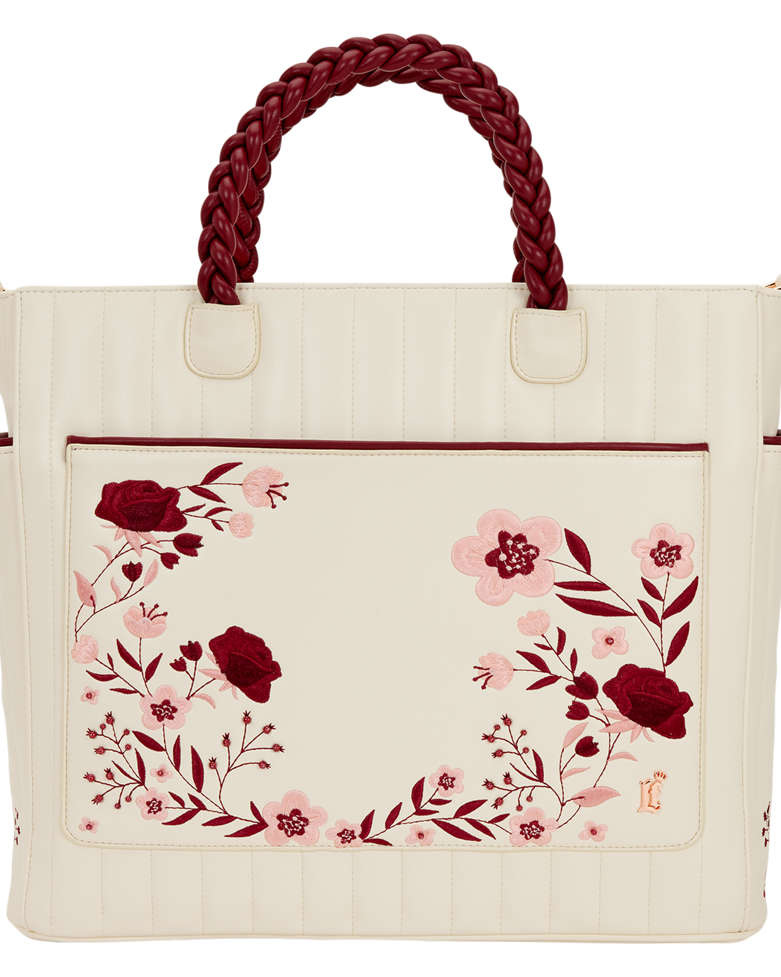 Loungefly Cream & Red Floral Convertible Backpack and Tote Crossbody Bag