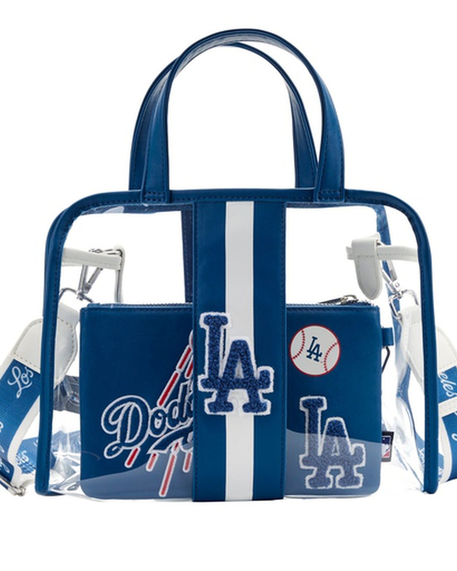 MLB LA Dodgers Clear Tote Crossbody Stadium Bag with Pouch 