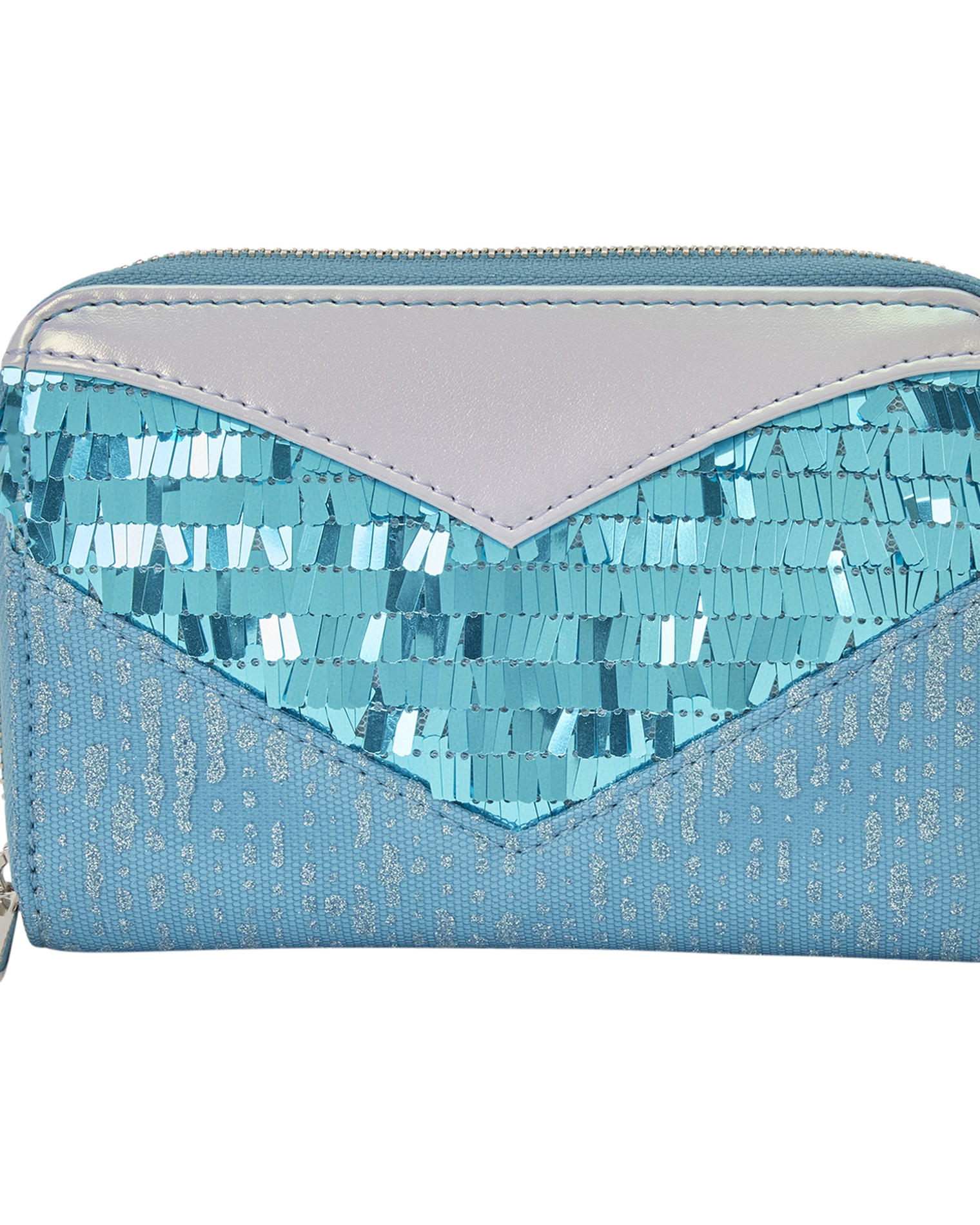 Frozen Elsa Glitter Sequin Cosplay Zip Around Wallet