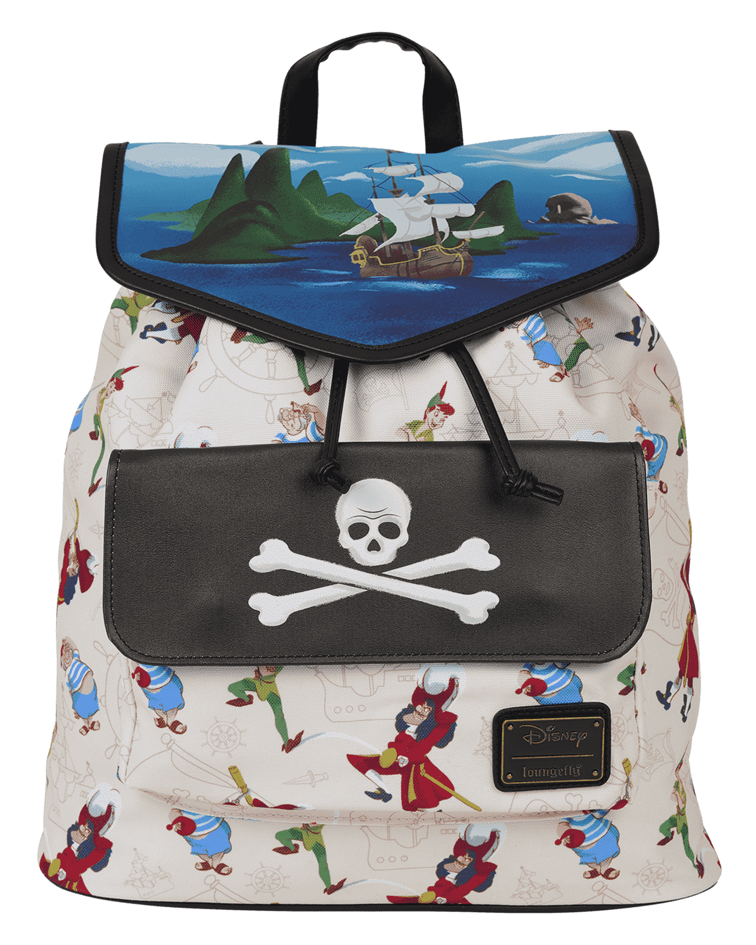 Peter Pan Exclusive Captain Hook Pirate Ship Drawstring Full-Size Backpack