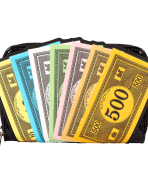 Monopoly 90th Anniversary Money Glitter Zip Around Wallet
