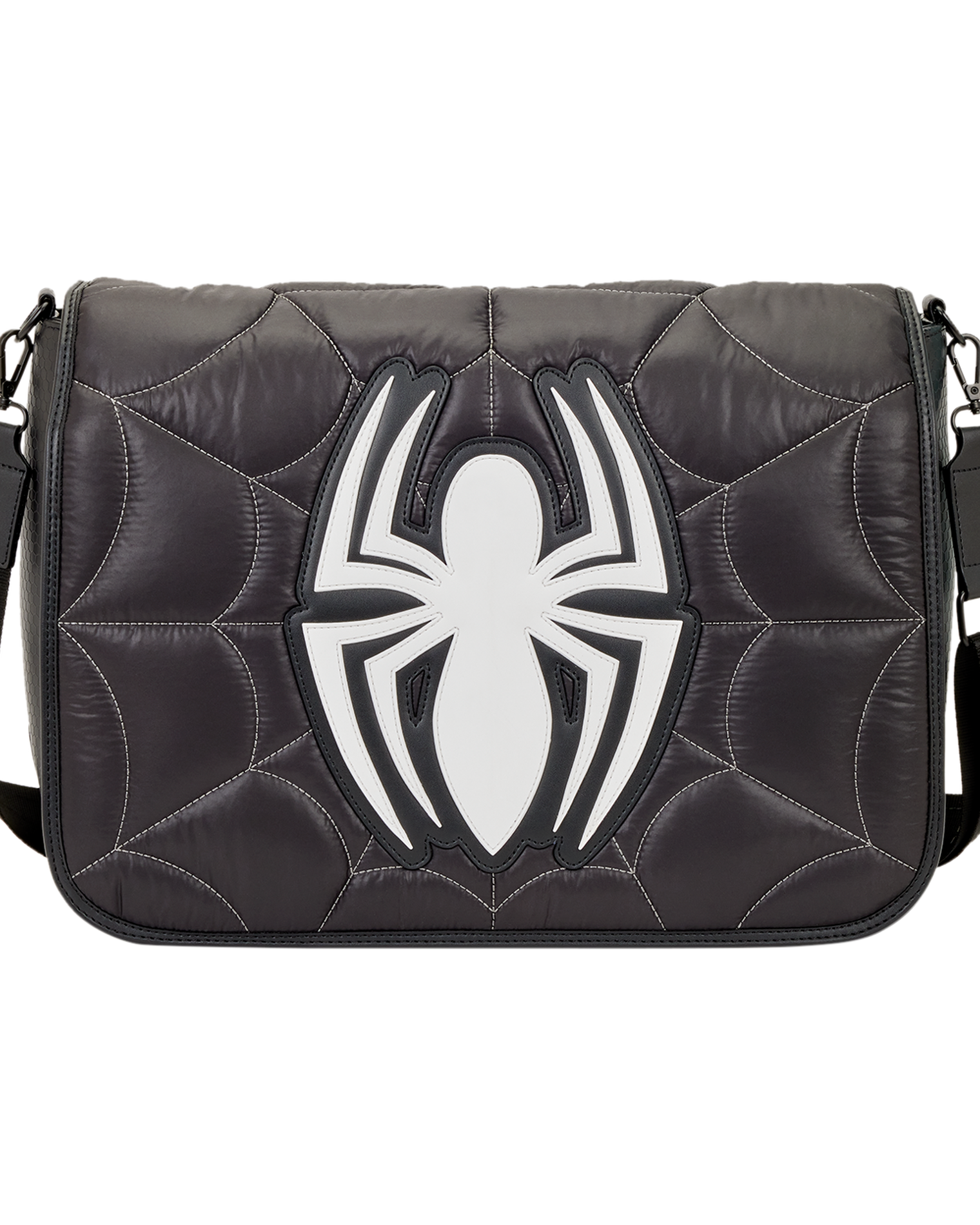 Spider-Man Black & White Suit Quilted Messenger Crossbody Bag