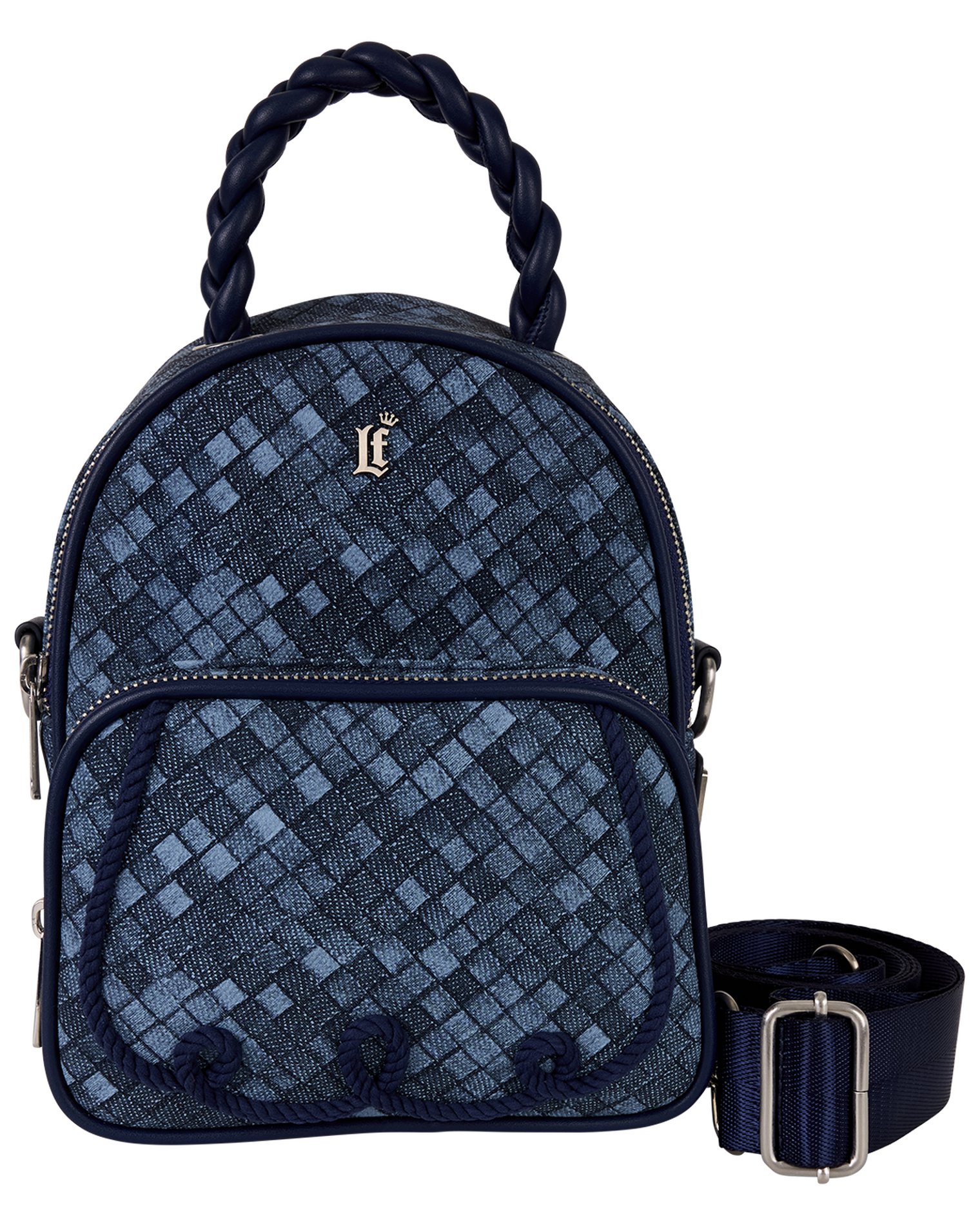 Loungefly Blue Checkered Convertible Mini Backpack & Crossbody Bag