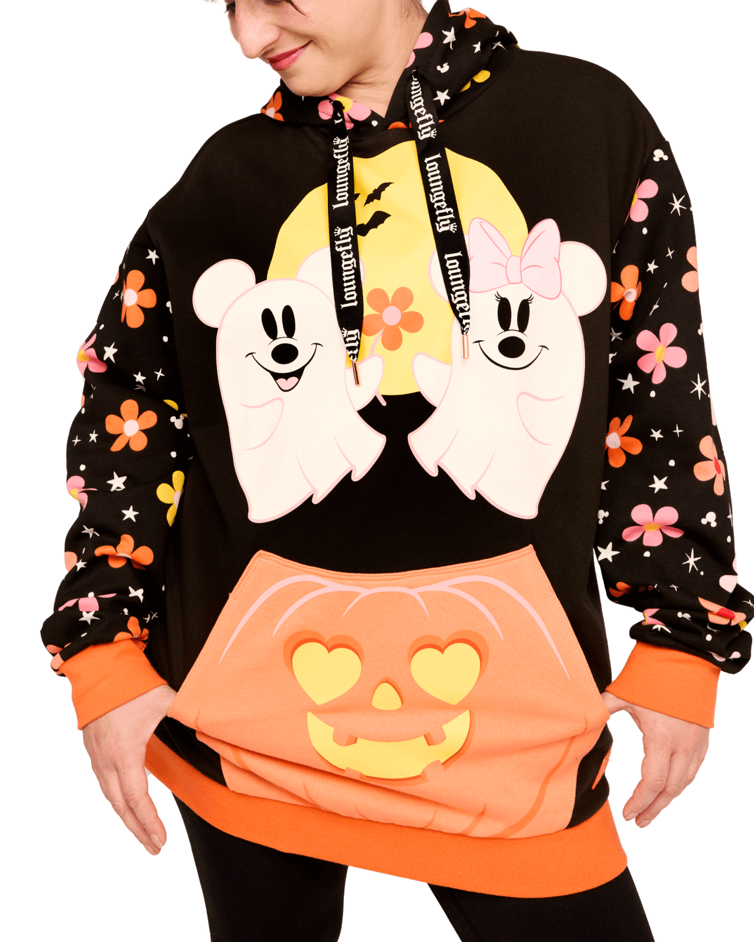 Mickey & Minnie Floral Ghost Glow Unisex Hoodie