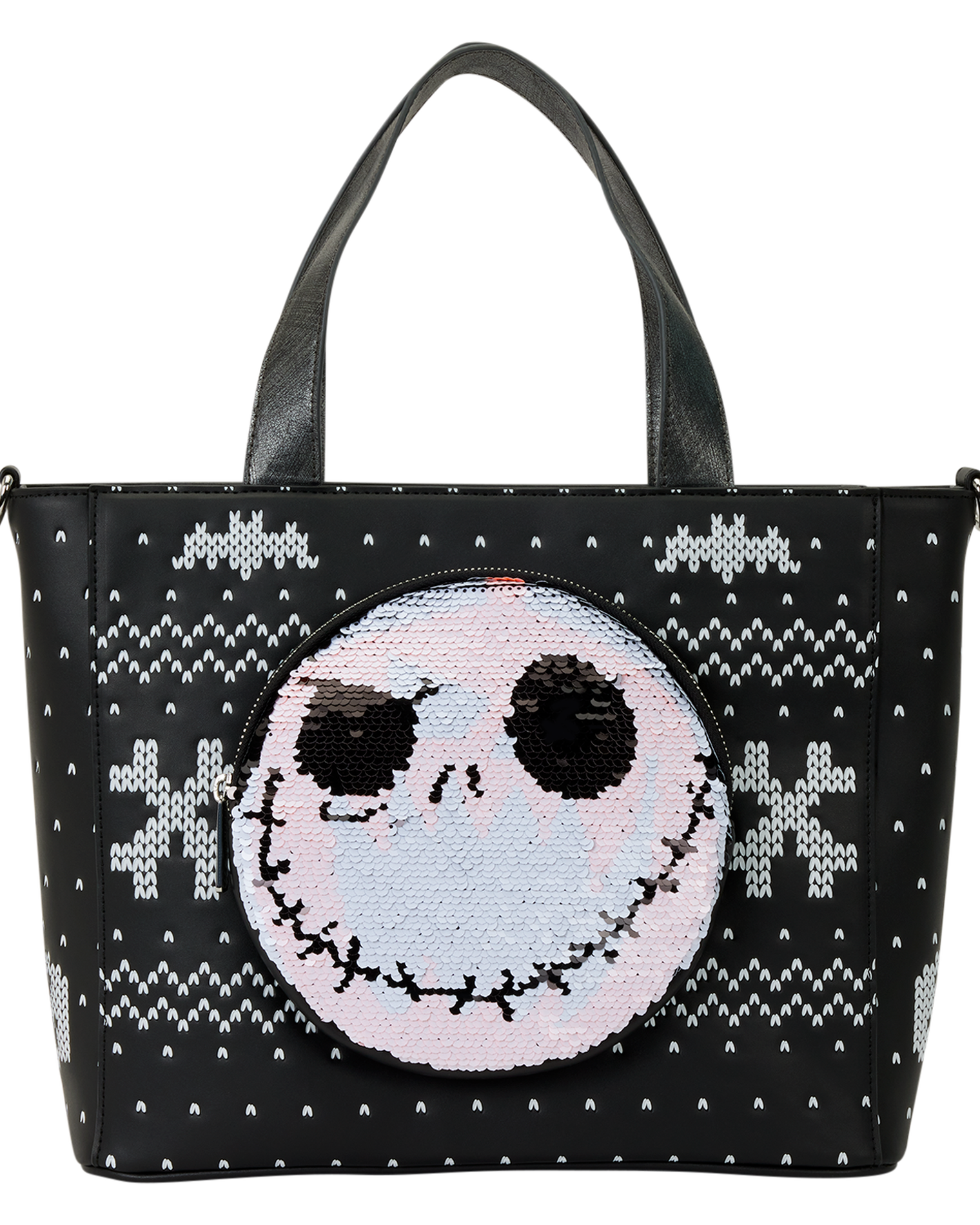 The Nightmare Before Christmas Jack Skellington Reversible Sequins Tote Crossbody Bag with Coin Bag